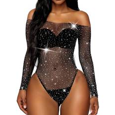One Size Bodys Rslove Women's Lingerie Fishnet Bodysuit - Black