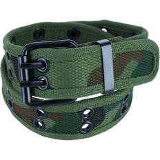 Green Belts Children's Clothing CTM Kids Camo 2 Hole Roller Buckle Canvas Belt - Green