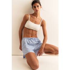 H&M Dame 2-Pack Pyjamasshorts I Bomullspoplin - Blå