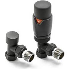 Water Radiators Reina Modal TRV Angled Radiator Valve and Lockshield Anthracite