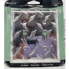 Switches Amertac Diamond Cut Chrome Finish Double Light Toggle Switch Cover