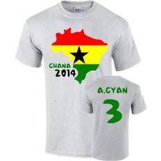 Ghana T-shirts Gildan Ghana 2014 Country Flag T-shirt Men's Grey Polyester