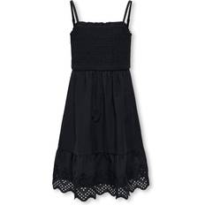 Only Kids Koglou Life Emb Smock Dress - Black