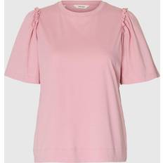 Selected Rosa Kläder Selected Volangprydd Bomull T-shirt - Rosa