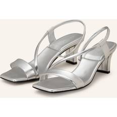 Spænde Sandaler med hæl Calvin Klein Metallic Leather Heeled Sandals - White