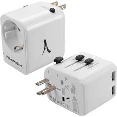 Akashi Travel Adapter US UK Aus CN Sockets To EU 2 USB
