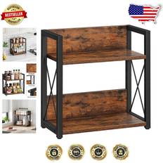 Spice Racks Giikin Stylish Large Spice Rack Organizer Rustic Brown