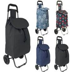 Red Shopping Trolleys Infinity Leather Lightweight Wheeled Folding Durable Cart Strong Grocery Bag - Red