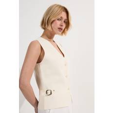 Karen Millen Vests Karen Millen Buckle Trim Knitted Waistcoat - Ivory