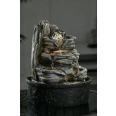 Living and Home Tiered Rock Cascading Tabletop Water Fountain One Size