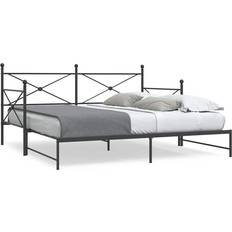 Rammesenge på tilbud vidaXL Daybed Med Udtræk Uden Madras 107x203 cm Stål Sort Rammeseng