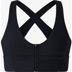 Ribbed Performance Zipped Bra - Black