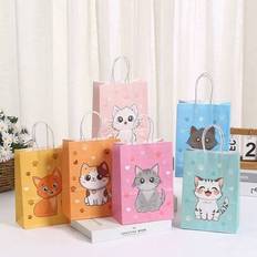 Text & Letters Gift Bags Shein Cat-Themed Goodie Bags With Handles 6pcs
