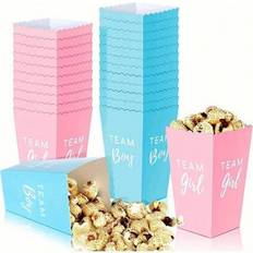 Text & Letters Popcorn Box Shein Gender Reveal Party Popcorn Boxes 10pcs
