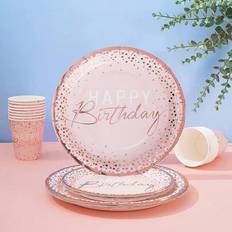 Rose Gold Disposable Plates Shein Rose Gold Happy Birthday Plates 40pcs
