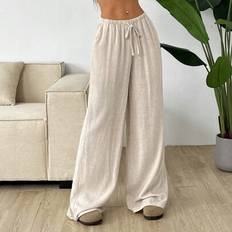 Shein Damen Große Größen Apricot Hose mit Kordelzug - Taille/Weitem Bein