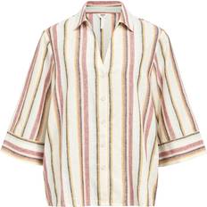 Unisex - Økologiske Skjorter Object Bluse Skjorte - Sand/Lyseblå/Pink