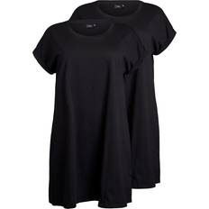 Zizzi T-shirtklänning mBrynn S/S Dress Aop 2-pack - Svart