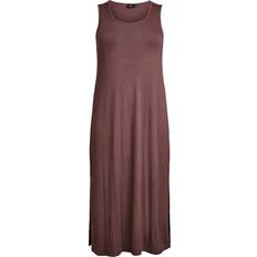 Zizzi Klänningar Zizzi Maxiklänning vCarly S/L 7/8 Dress - Brun