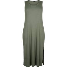 Zizzi Kläder Zizzi Maxiklänning vCarly S/L 7/8 Dress - Grön