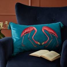 Natural History Museum Flamingo Teal Embroidered Cushion Complete Decoration Pillows