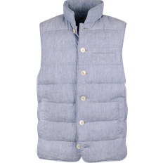 Herre - Hør Overtøj Stenströms Vest Buttoned Padded Linen Mélange - Blue