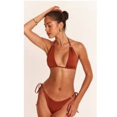 Brown Bikinis PrettyLittleThing Mini O Ring Tie Side Bikini Bottoms - Brown