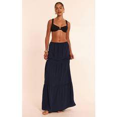 Blåa Saronger & Kimonos PrettyLittleThing Floaty Woven Tiered Maxi Beach Skirt - Blue