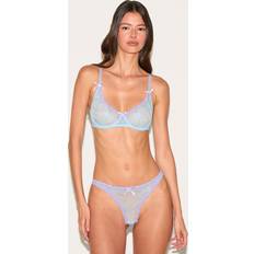 Blåa Underklädesset PrettyLittleThing Blue Contrast Lace Underwired Lingerie Set