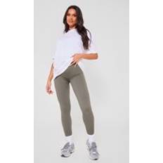 PrettyLittleThing Maternity Olive Khaki Contour Rib Leggings S