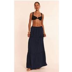 Blåa Saronger & Kimonos PrettyLittleThing Floaty Woven Tiered Maxi Beach Skirt - Blue