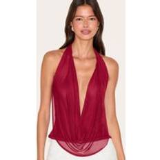 Mesh Tank Tops PrettyLittleThing Mesh Halter Neck Top - Red