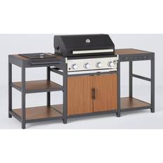 John Lewis Outdoor Kitchen with Side Burner & Grillstream 4-Burner Hybrid Gas & Charcoal BBQ