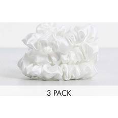 Vita Små Klassiska Scrunchies i Satin 3-pack