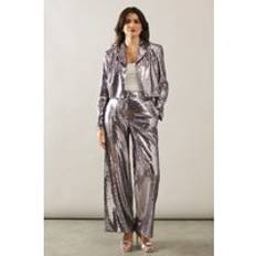 Silver - Women Blazers Wallis Womens Sequin Crop Blazer - Silver