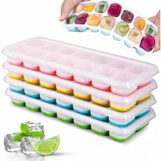 Red Ice Cube Trays Shein 4 Pcs Silicone Trays 14-Cavity 4-Color Mixed Ice Cube Tray