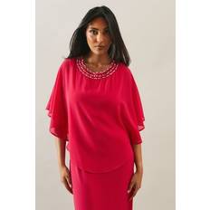 Wallis Womens Maxi Dress Elegant Pearl Overlay Formal Long - Pink Sleeveless