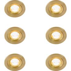 QAZQA Set Med 6 Moderna Infällda Spotlights Guld Runda IP44 Spotlight