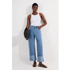Karen Millen Jeans Karen Millen Denim Straight Leg Turn Up Hem Jeans - Light Blue