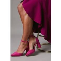 Coast Sadie Faux Suede Platform Pointed High Block Heel Court Shoes - Fuchsia