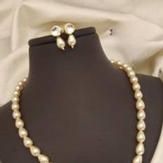 White Jewellery Sets The Colourful Aura Golden Oval Shape Classic Diana Wedding Pearl Necklace - White