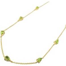 Peridot Necklaces Womens Peridot August Birthstone Minimalist Gold Vermeil Plated Necklace - Green