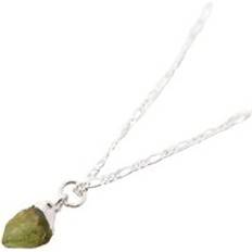 Peridot Jewellery Raw Peridot Sterling Silver August Birthstone Necklace - Grey