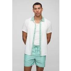 Beige Saronger & Coverups boohooMAN Regular Viscose Border Shirt & Swim Set - Beige