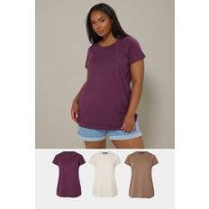 Brown - Women T-shirts Yours 3 Pack Core T-Shirts - Natural Brown/Purple
