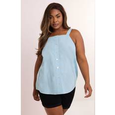 Blue Tank Tops Yours Square Neck Vest Top - Light Blue
