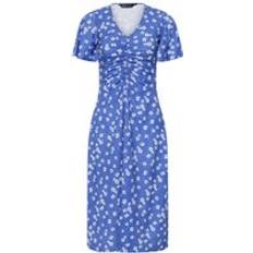 M&Co Petite Blue Ditsy Floral Print Flutter Sleeve Dress - Blue