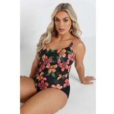 Orange Tankinis Yours Floral Tankini Top - Black