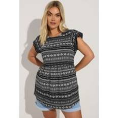 Blouses Yours Aztec Print Smock Top - Black