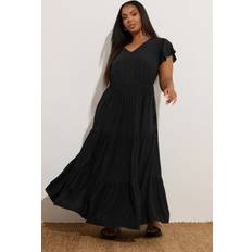 Yours Crinkle Thrown On Maxi Dress - Black